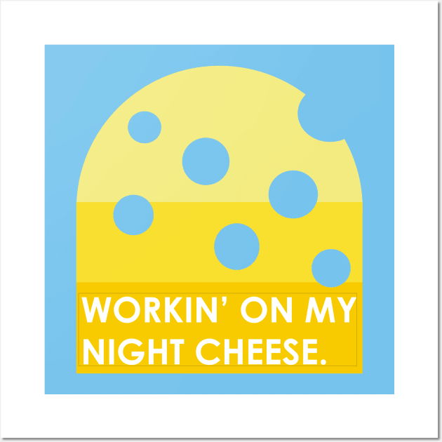 Working on My Night Cheese Liz Lemon 30 Rock Funny t-Shirt Wall Art by TV Tees Co